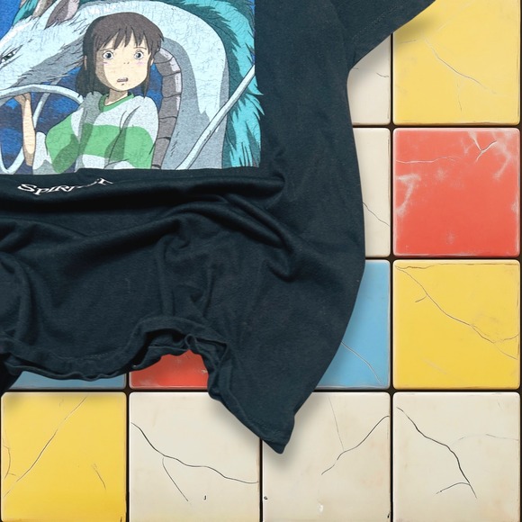 Vintage Y2K Spirited Away Studio Ghibli Anime Tee Bioworld Black Japan Shirt‎ M - Picture 7 of 12